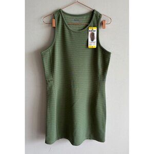 Hi-Tec Two-Tone Womens Sleeveless Ottoman Knee Length Tank Dress Green Sz S